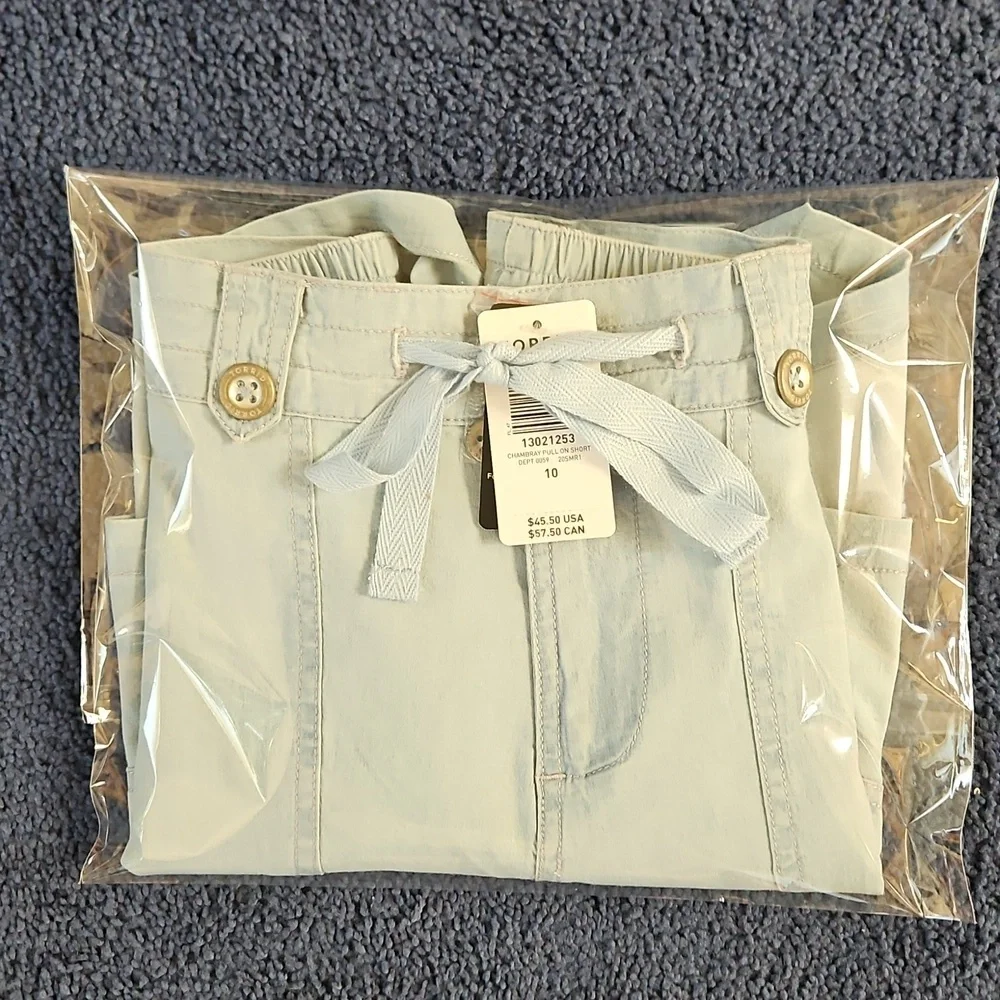 Torrid Chambray Blue Relaxed Fit Draw String Waste Cotton Casual Short Shorts